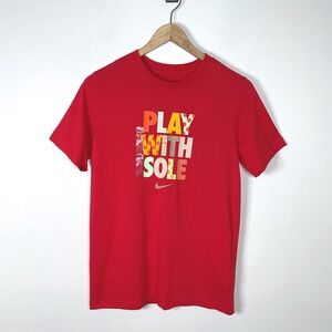 Nike Kids‎ Play With Sole Red T-Shirt Graphic Tee Short Sleeve Top Large